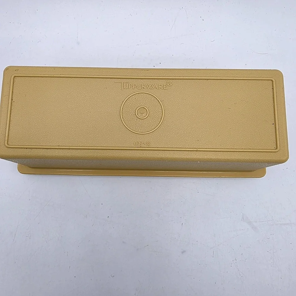 Vintage TUPPERWARE Single‎ Stick Butter Dish Harvest Gold 637 & Almond Base 636